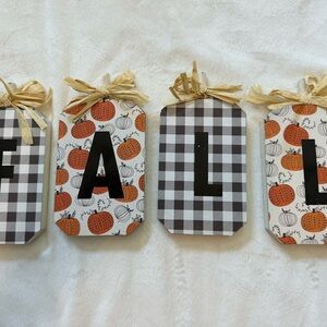 Fall wooden Pumpkin Plaid Decor